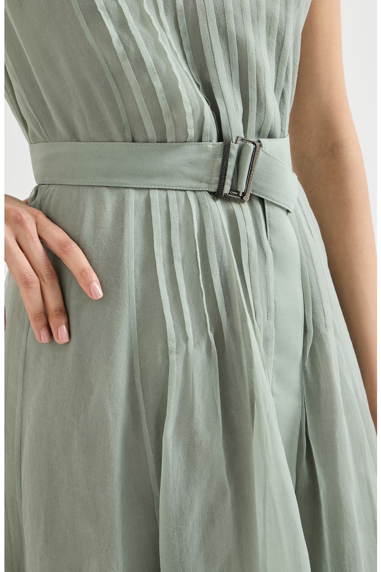 Crispy silk dress with monili, Alternate, color, Light Brown