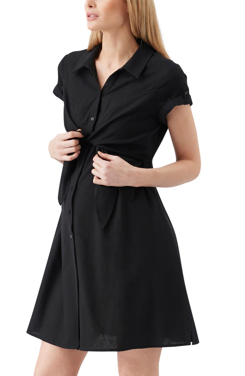 Ripe Maternity Colette Tie Up Linen Dress, Alternate, color, Black