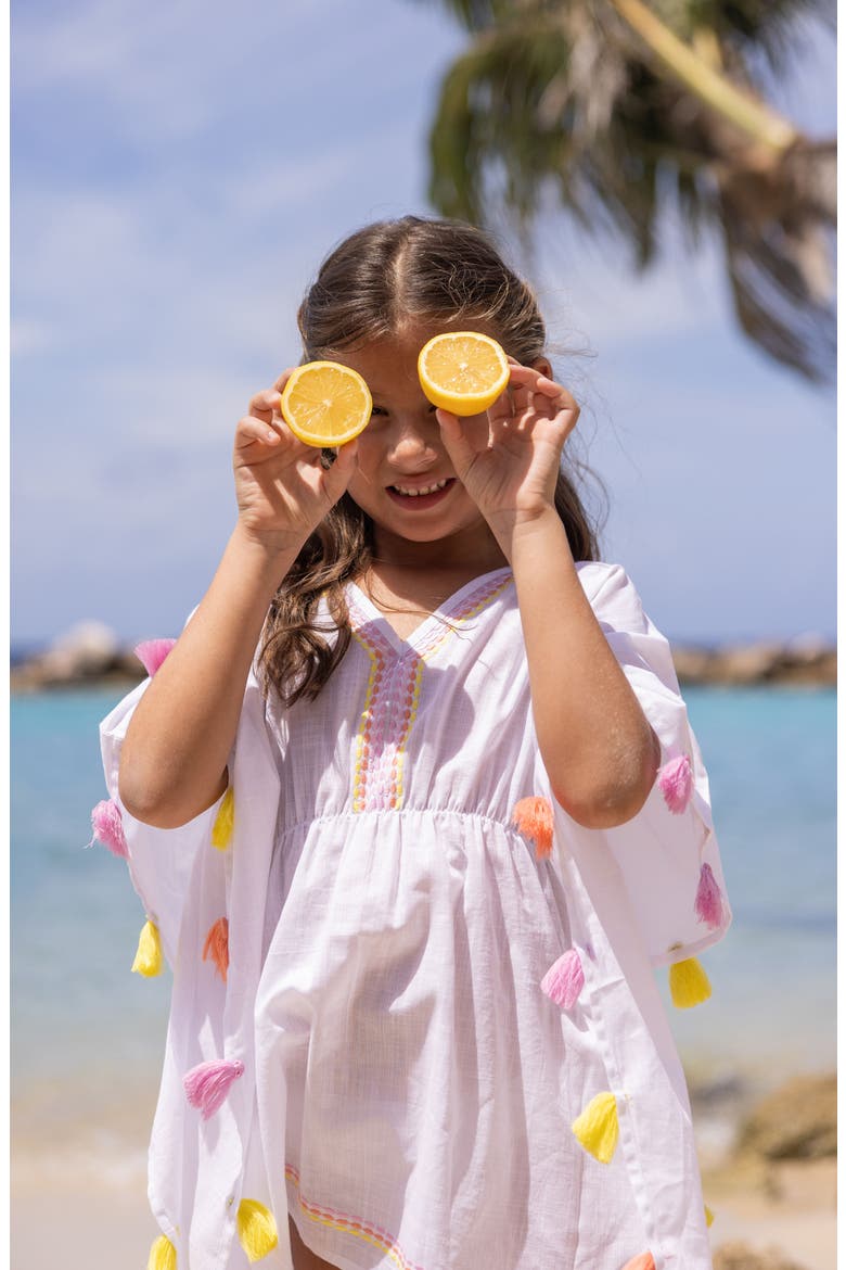Kids' Summer Sorbet Tassel Trim Cotton Cover-Up Tunic, Alternate, color, WHITE