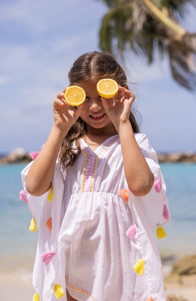Snapper Rock Kids' Summer Sorbet Tassel Trim Cotton Cover-Up Tunic, Alternate, color, White