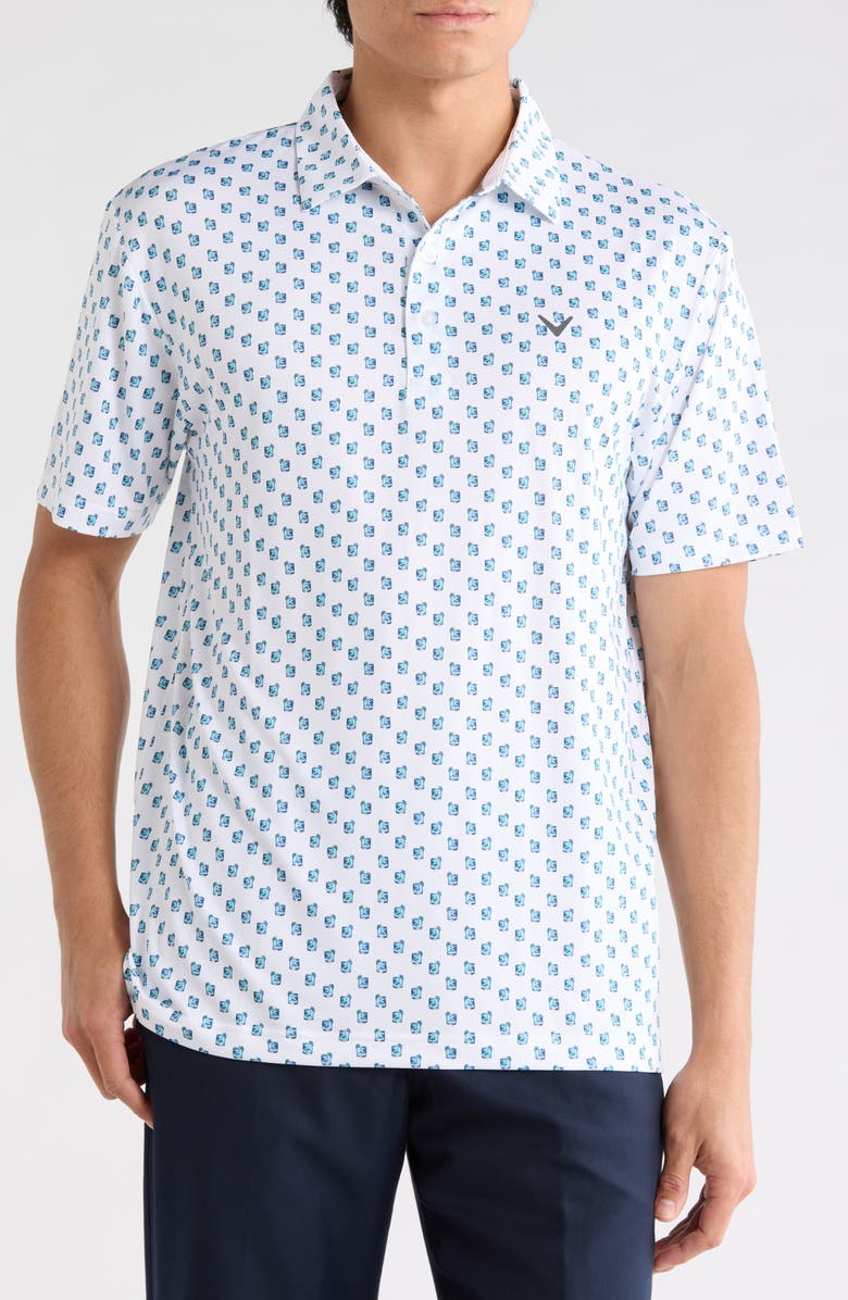 Callaway Tropical Cocktail Print Knit Golf Polo, Main, color, Bright White