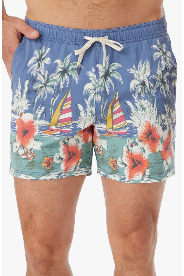The Bungalow Water Repellent Swim Trunks, Main, color, ISLAND LIFE
