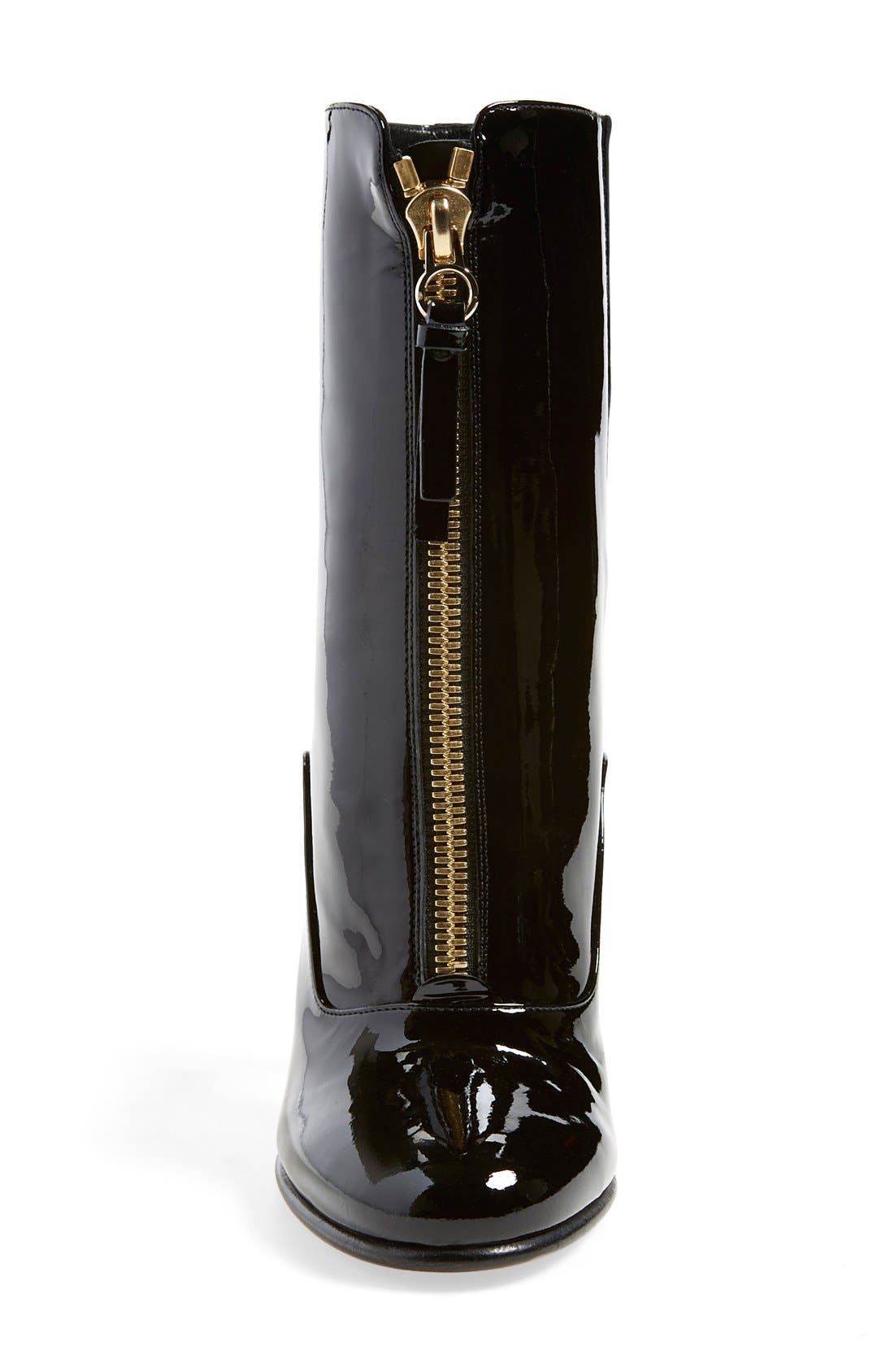 'Rebelle' Round Toe Zip Bootie, Alternate, color, BLACK PATENT