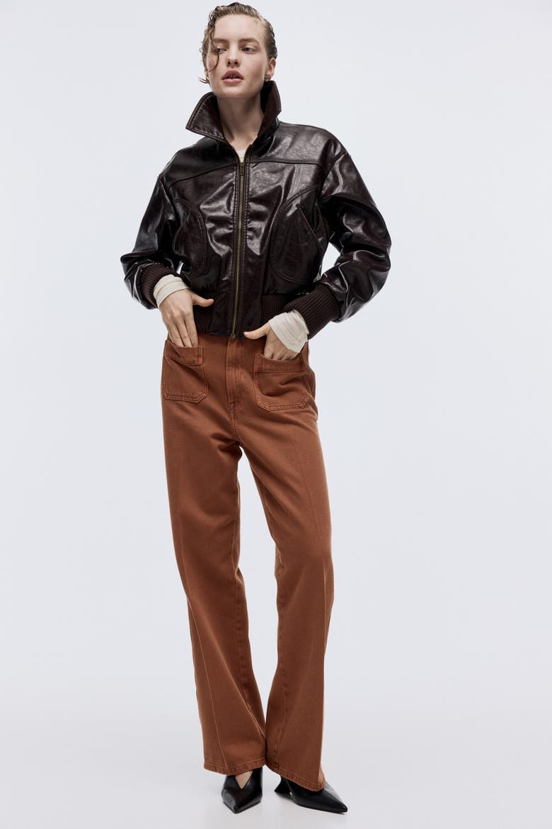 Straight High Jeans, Alternate, color, Terracotta