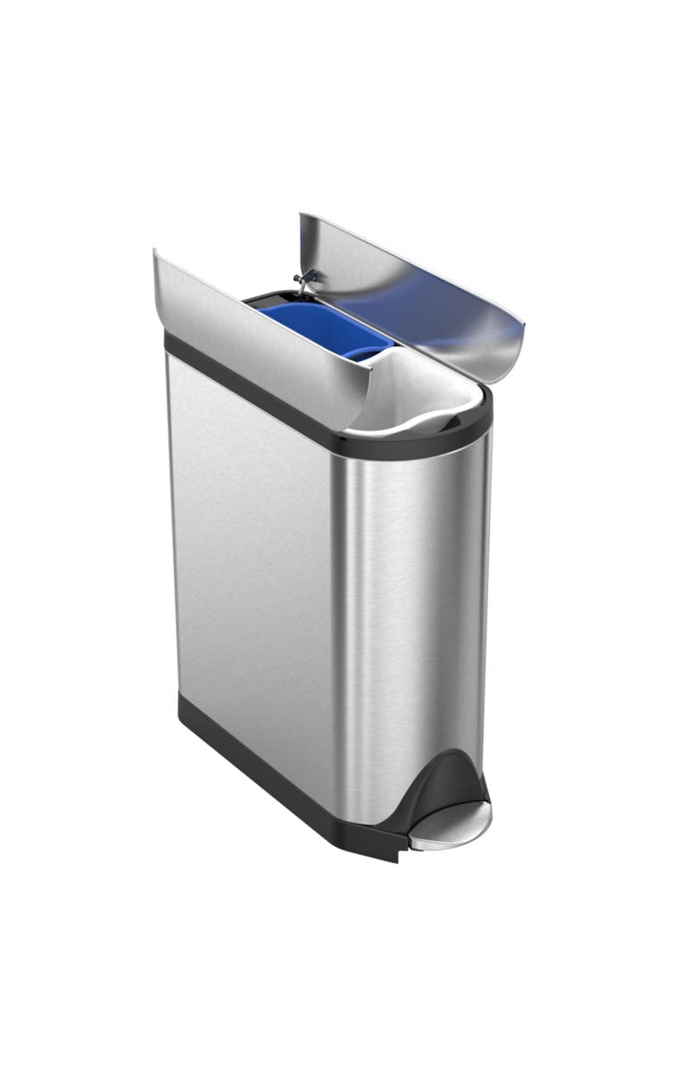 simplehuman 40L dual compartment butterfly step can, Alternate, color, Brushed
