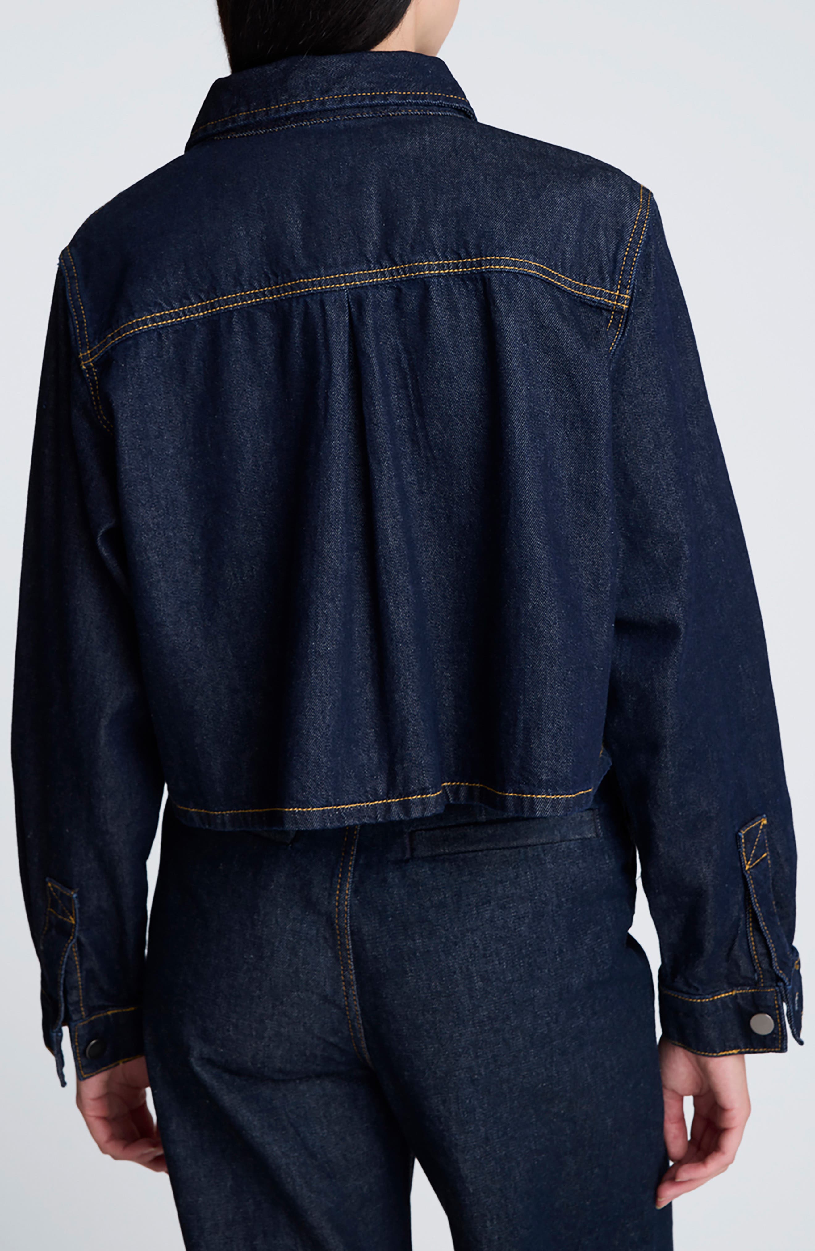 Crop Stretch Denim Shacket - image 2