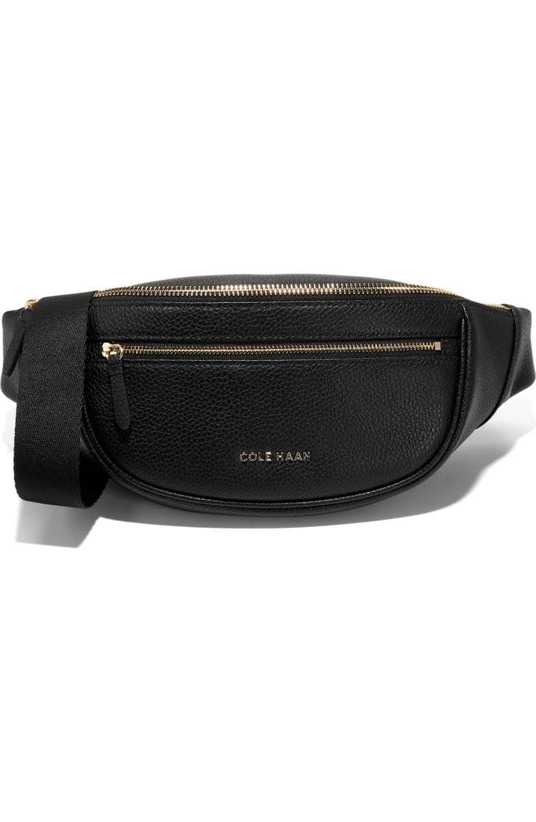 Cole Haan Mackenna Leather Belt Bag, Main, color, Black