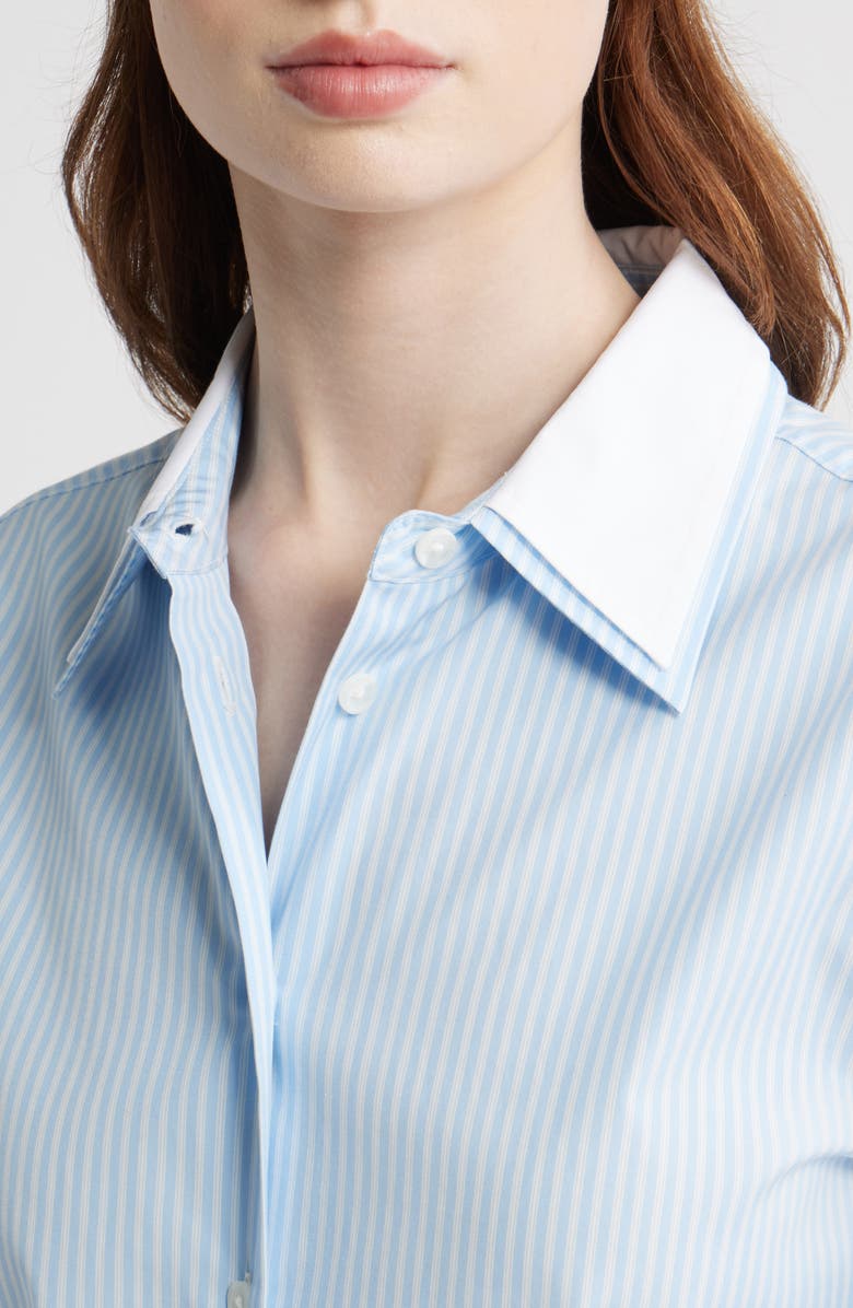 rag & bone Dayton Stripe Layered Collar Cotton Button-Up Shirt, Alternate, color, Pale Blue Stripe/ White