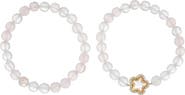 EYE CANDY LOS ANGELES Set of 2 Fleur Rose Quartz Stretch Beaded Bracelets