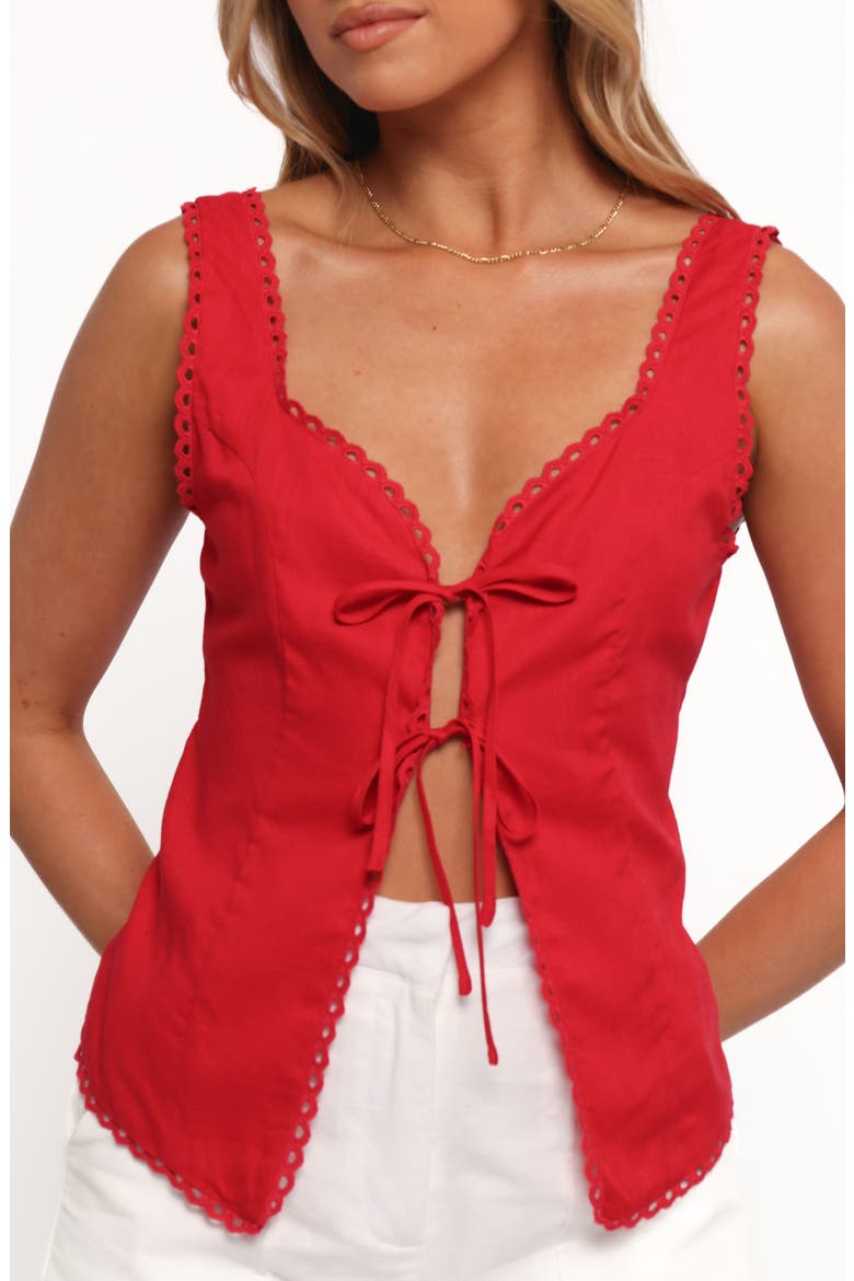 Renn Tie Front Sleeveless Top, Alternate, color, RED