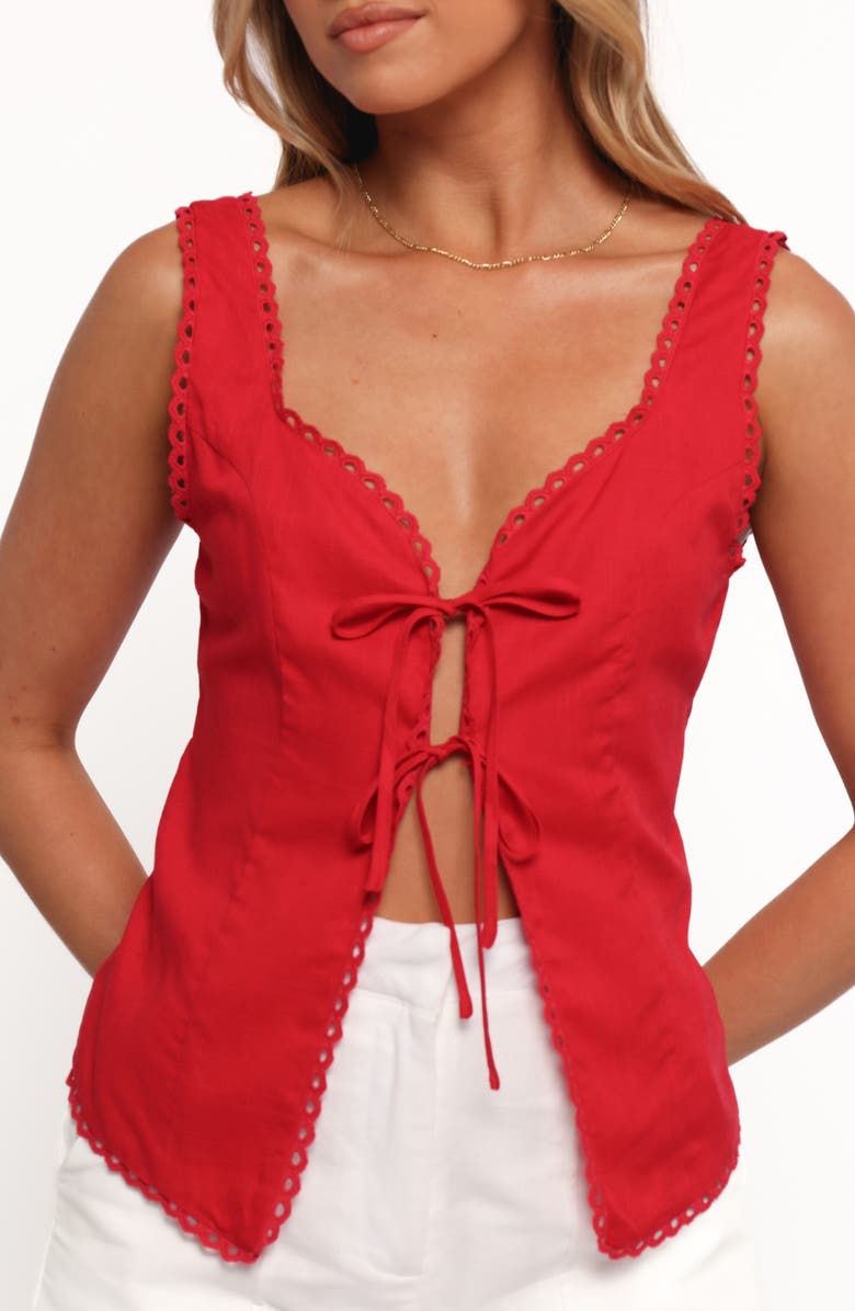 Petal & Pup Renn Tie Front Sleeveless Top, Alternate, color, Red