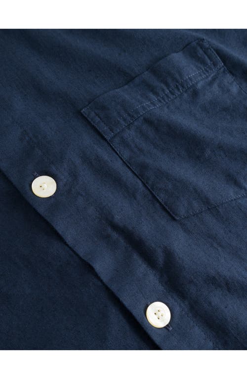 Forét Foret Serene Cotton & Linen Short Sleeve Button-up Shirt In Blue