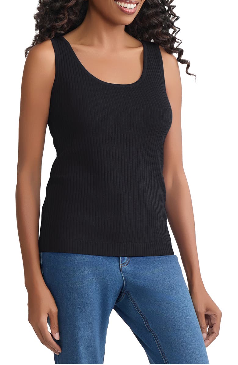 Jones New York Scoop Neck Rib Sweater Tank, Alternate, color, Jones Black
