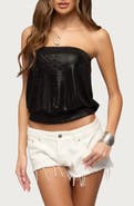 EDIKTED Leira Sliky Sparkly Strapless Top