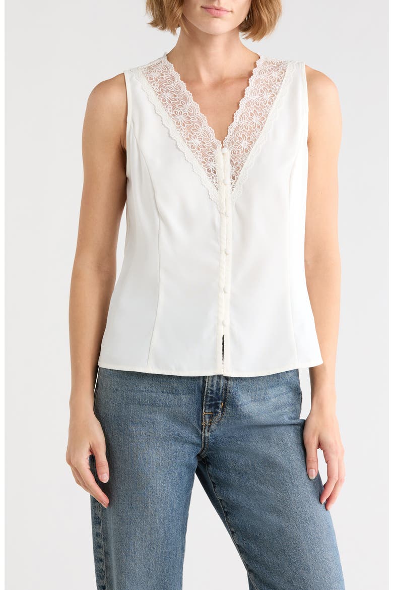 Tailored V-Neck Vest, Main, color, WHITE