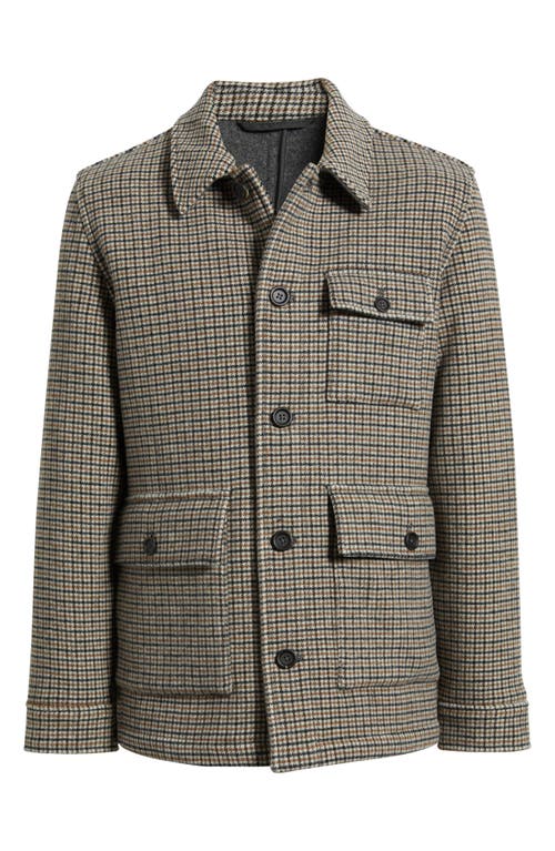 Brooks Brothers Houndstooth Check Double Face Wool Blend Jacket In Green