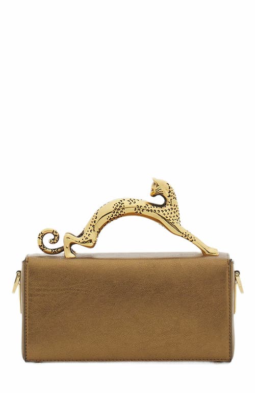 Shop Lanvin Nano Pencil Cat Bag In Metallic Grained Leather