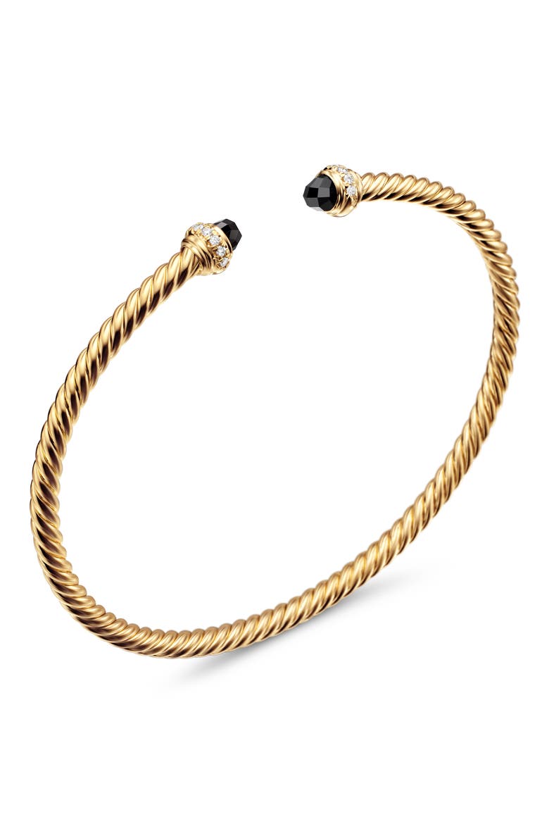 Classic Cablespira® 18K Yellow Gold & Diamond Bracelet, 3mm, Alternate, color, BLACK ONYX