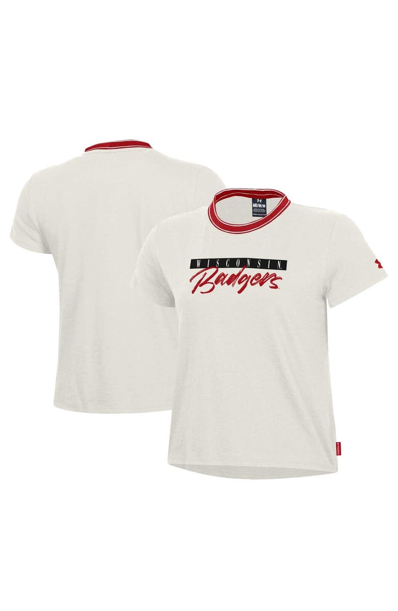 Under Armour Women's Under Armour White Wisconsin Badgers Iconic T-Shirt, Main, color, Cream
