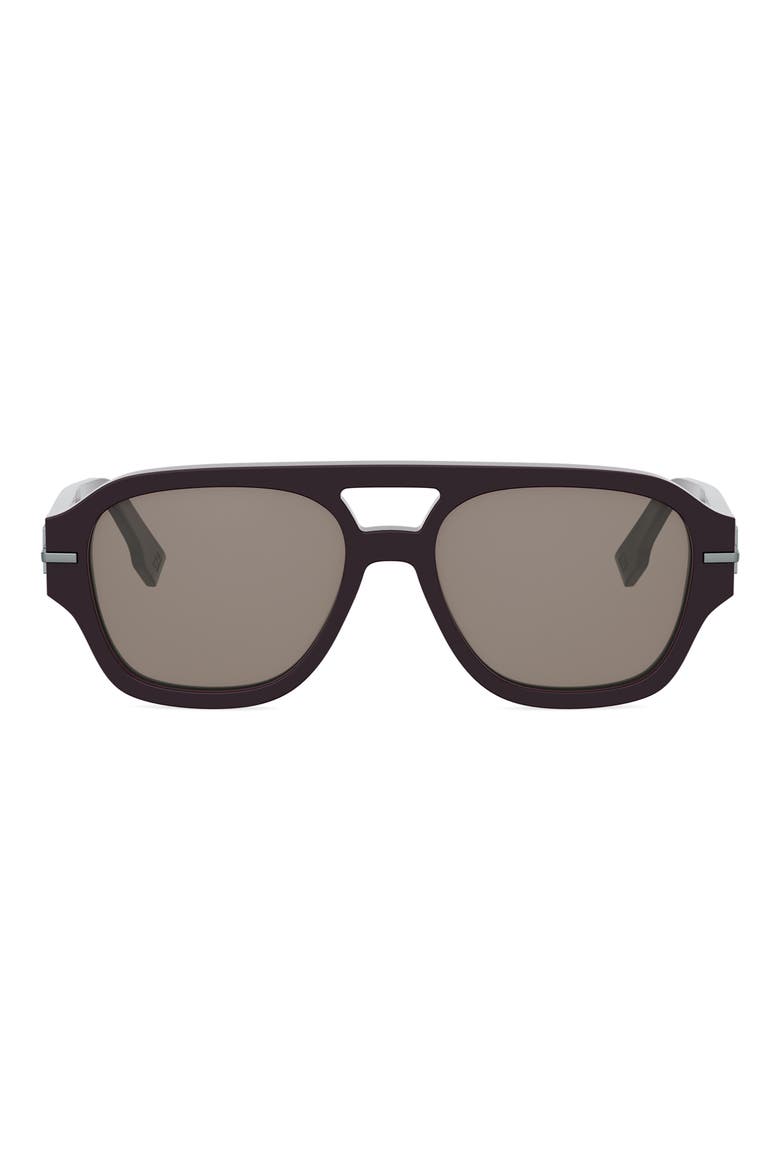 'Fendigraphy 55mm Geometric Sunglasses, Main, color, SHINY BORDEAUX / BROWN