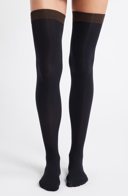 Hue Opaque Thigh-High Stockings in Black 