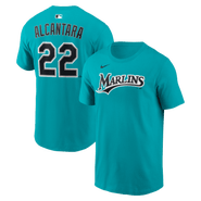Nike Name & Number T-Shirt Nike Sandy Alcantara Teal Miami Marlins Name & Number T-Shirt