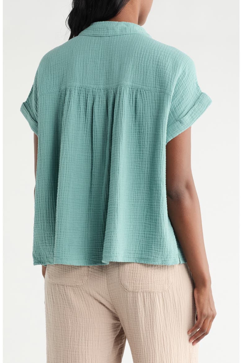 Cotton Gauze Button-Up Shirt, Alternate, color, LAGOON