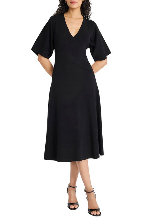 Dolman Sleeve A-Line Midi Dress