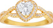 Queen Jewels Sterling Silver Heart Halo CZ Ring - Size 8