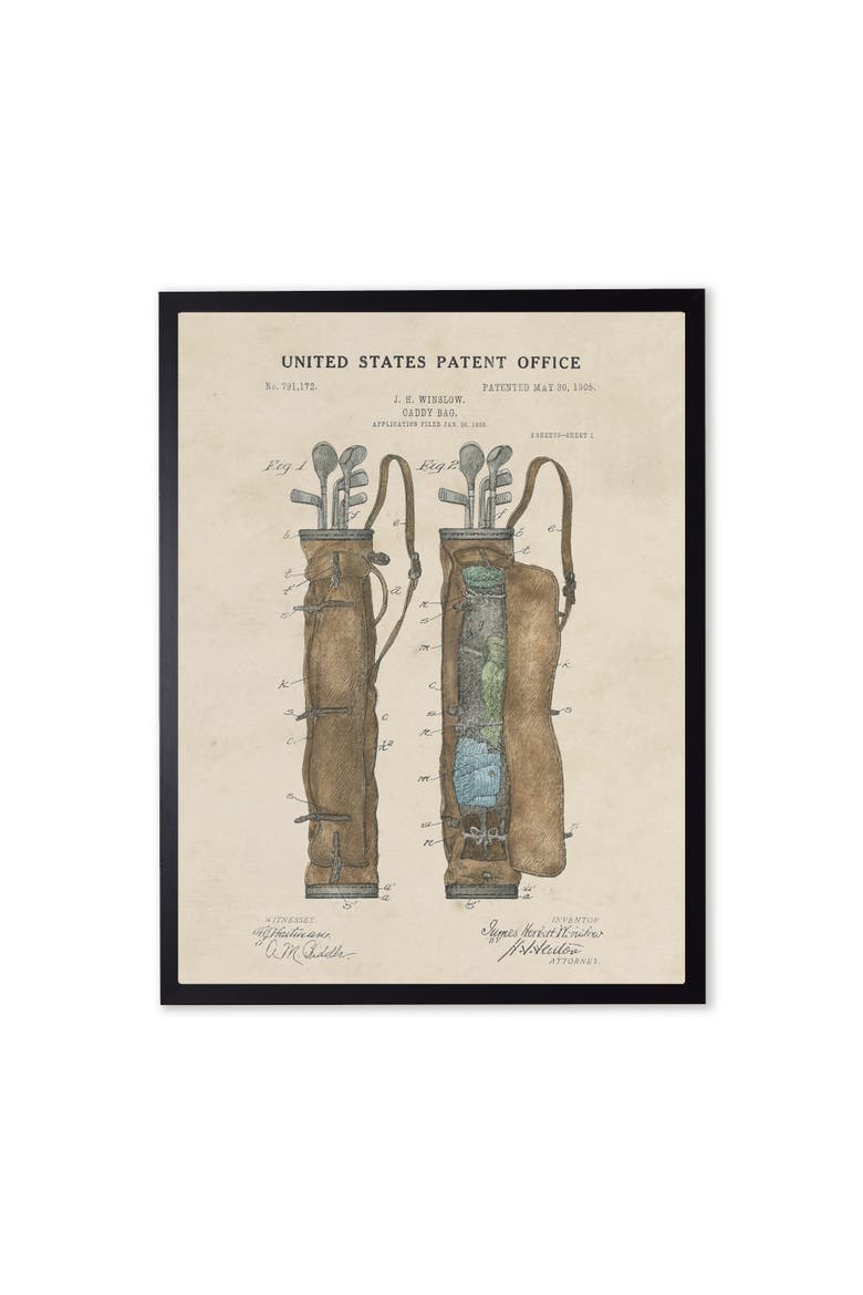 Golf Bag Patent in Black Frame, Main, color, Multi