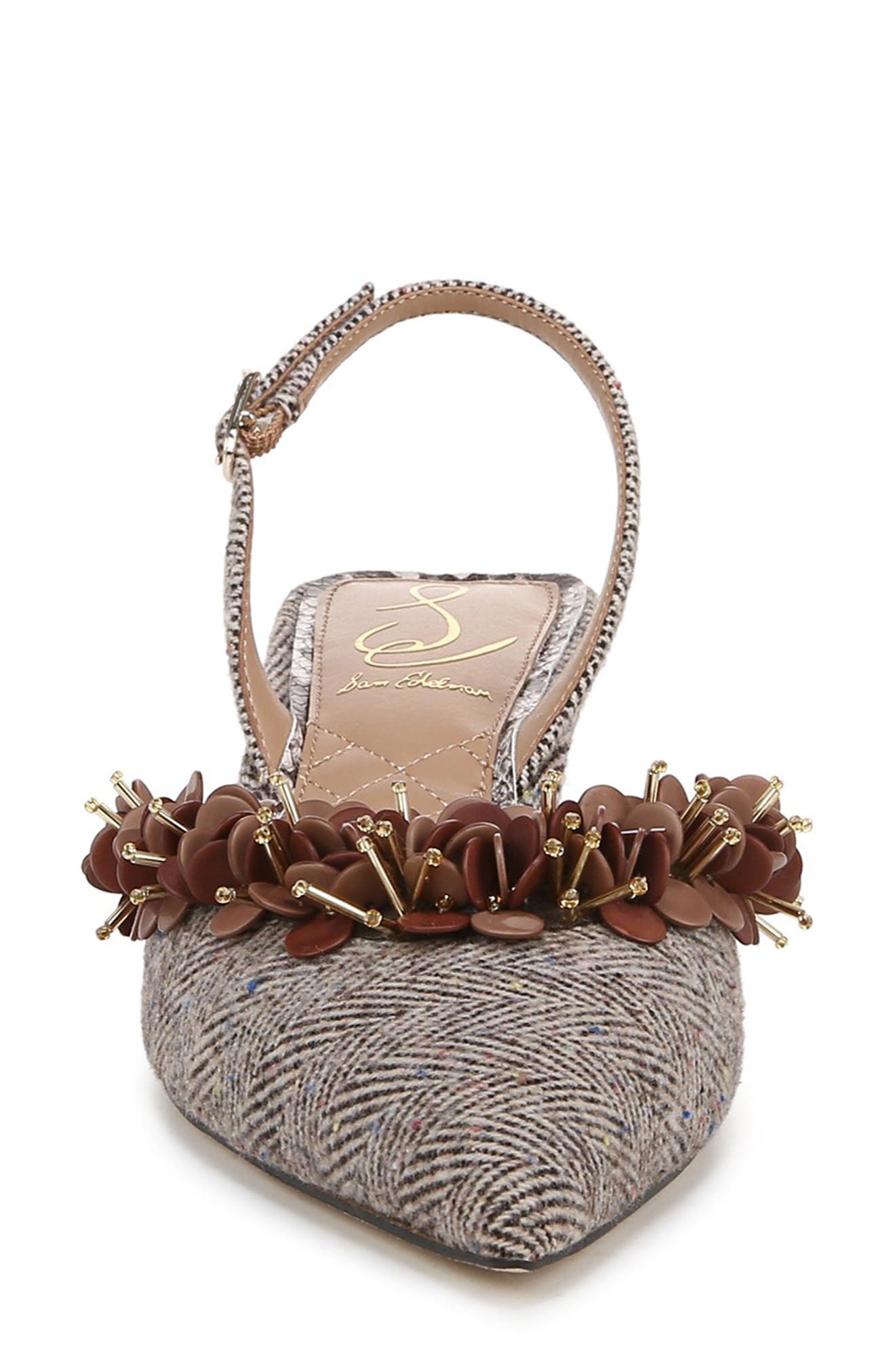 Sam Edelman Trent Slingback Pointed Toe Kitten Heel Pump, Alternate, color, Brown Multi