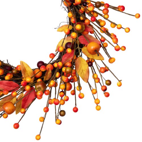 Northlight Berries And Apples With Foliage Twig Artificial Fall Harvest Wreath In Multi