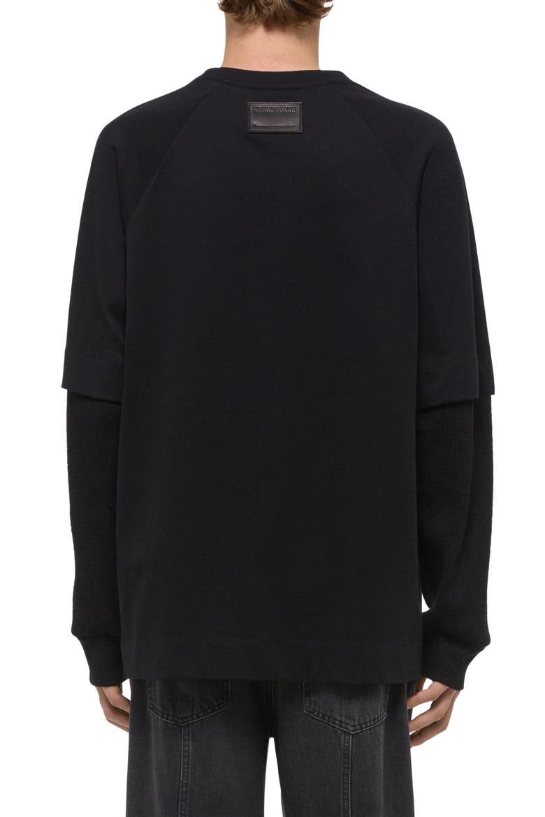 Double Layer Waffle Stitch Top, Alternate, color, BLACK