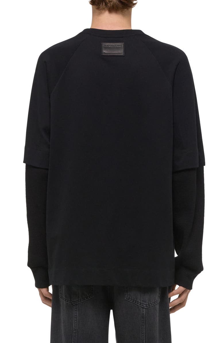 Helmut Lang Double Layer Waffle Stitch Top, Alternate, color, Black
