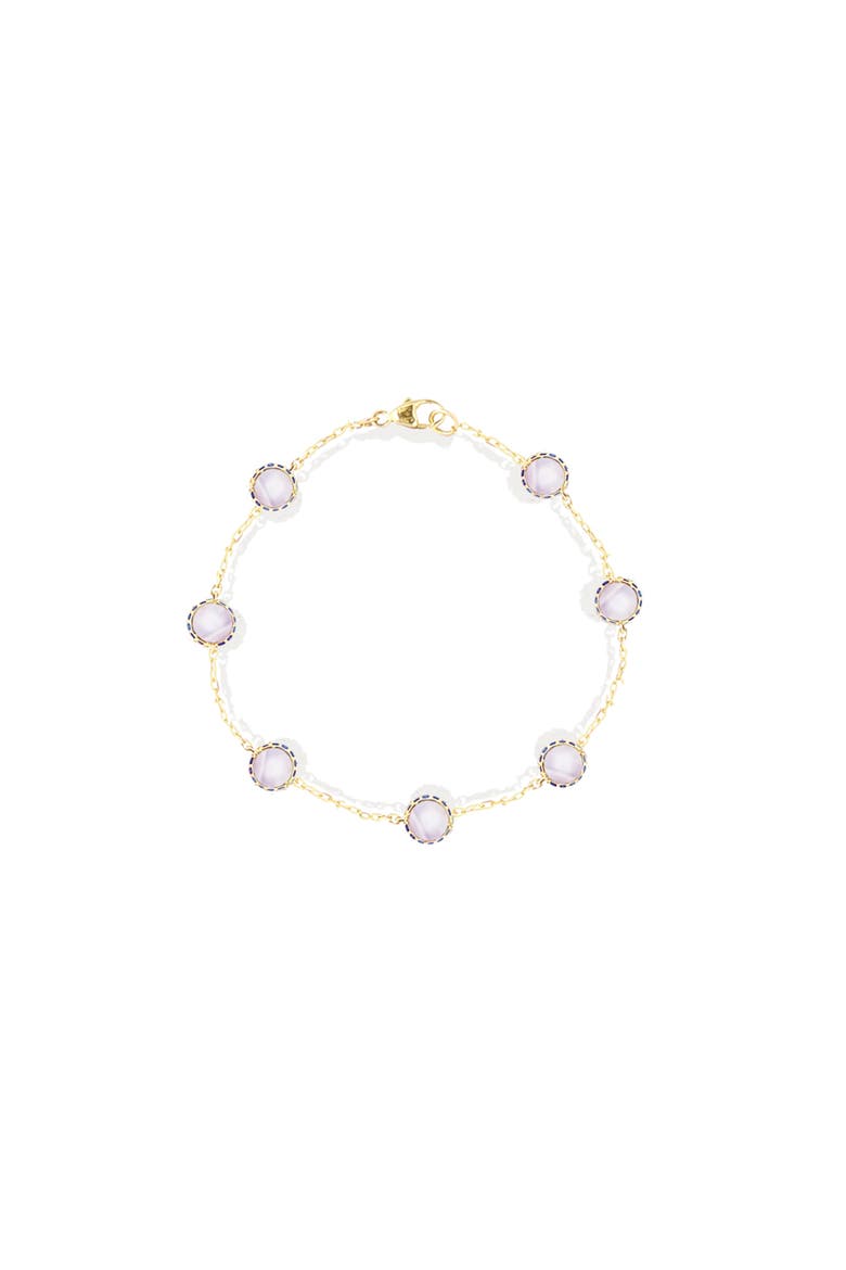 Found Cabochon Station Bracelet, Main, color, Pink Opal & Pink Sapphire-Gold