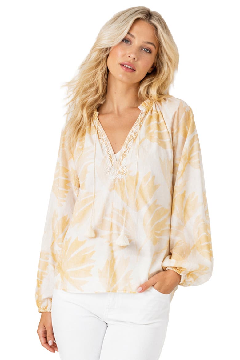 Helene Top, Main, color, White Neutral Large Batik Palm