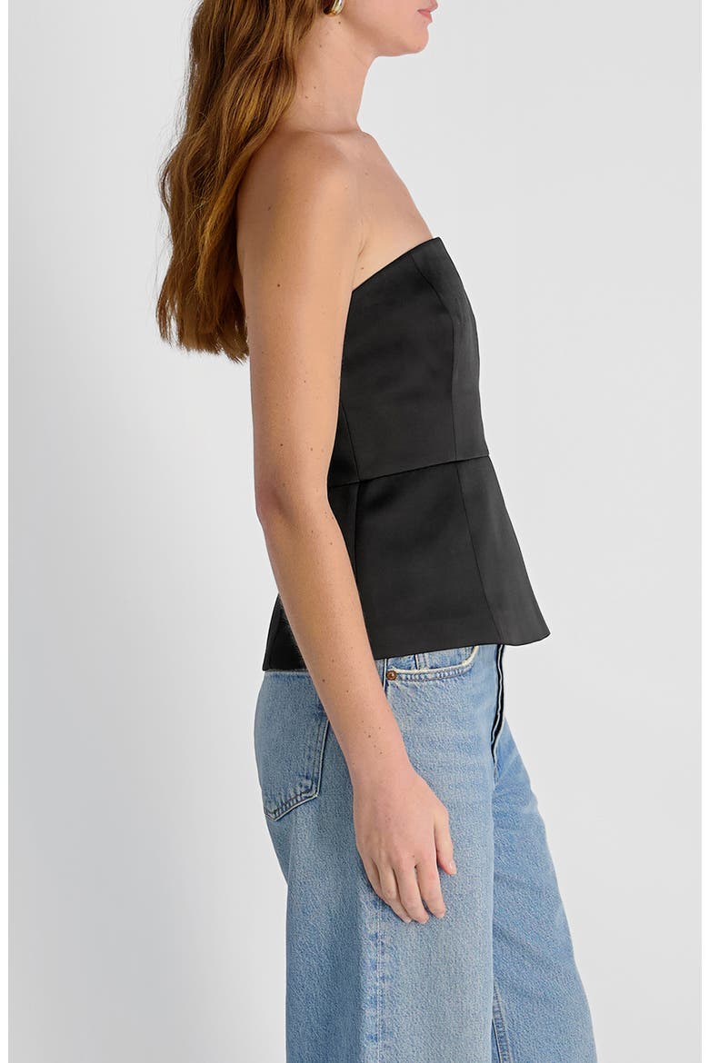 York Strapless Peplum Top, Alternate, color, BLACK