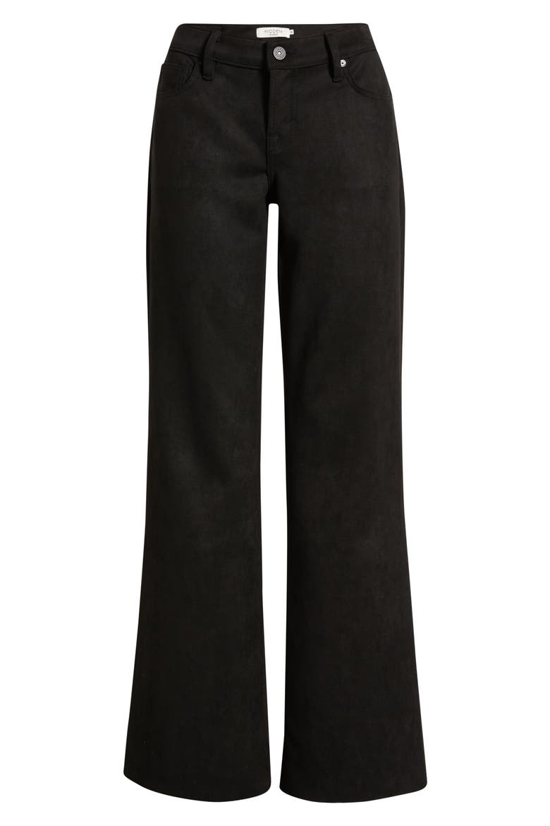 Faux Suede Comfort Flare Pants, Alternate, color, BLACK