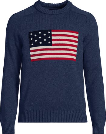 Lands' End Classic Cotton Drifter Signal Flags Crew Neck Sweater