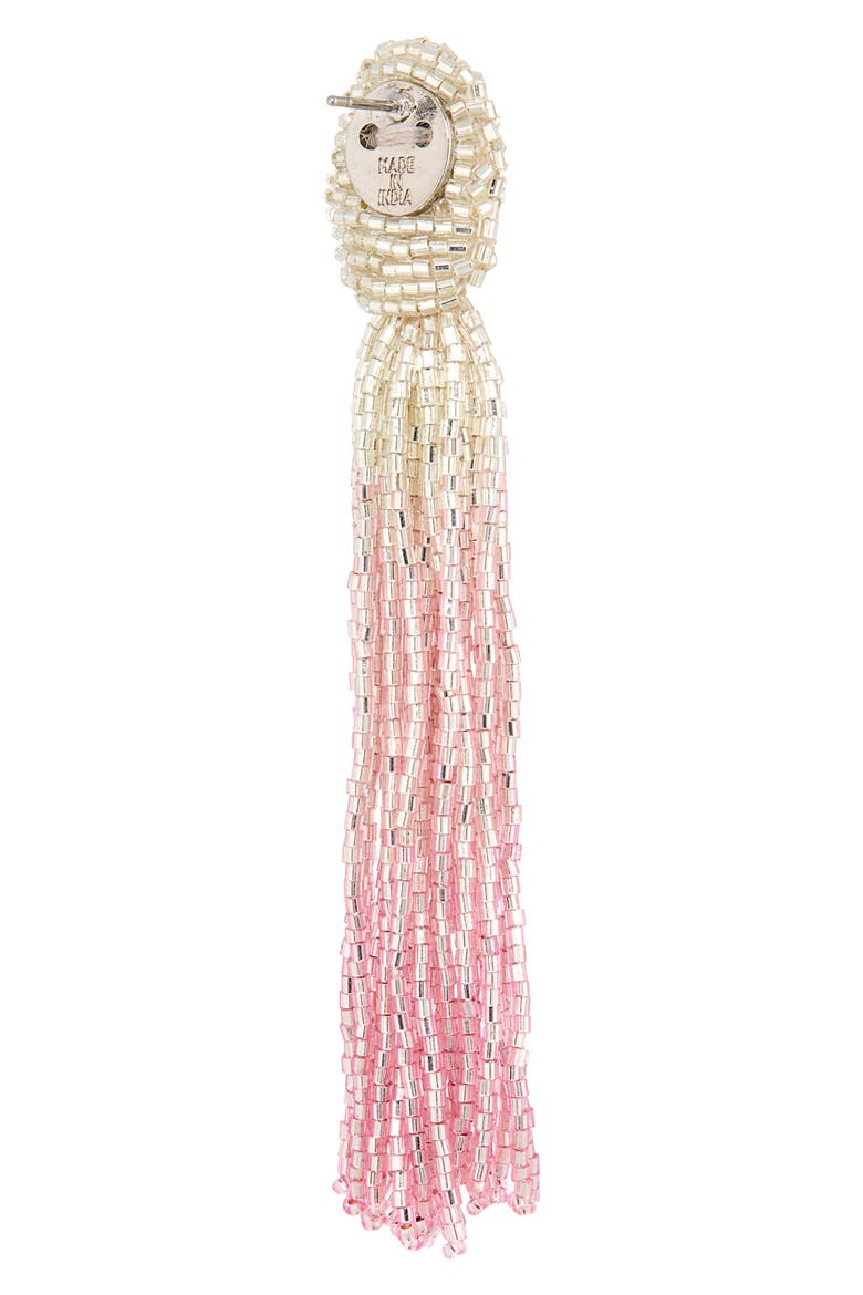 Ombré Beaded Tassel Drop Earrings, Alternate, color, WHITE/ PINK