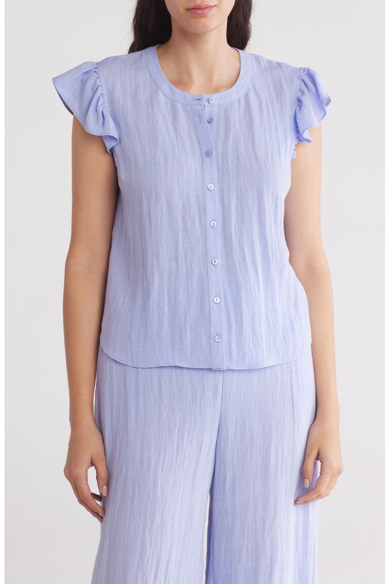 Ruffled Button-Up Shirt, Main, color, VIOLET