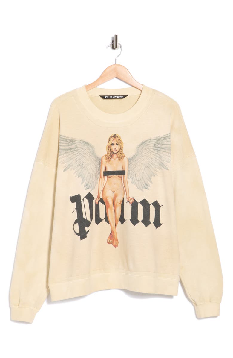 Palm Angels Angel Logo Graphic T-Shirt, Main, color, Ivory