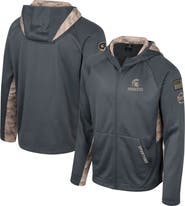 COLOSSEUM Men's Colosseum Charcoal Michigan State Spartans OHT Military Appreciation Camo Raglan Full-Zip Hoodie