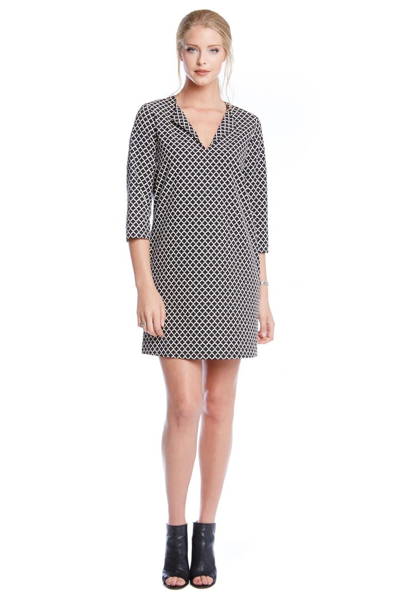 Print Split Neck Shift Dress, Alternate, color, PRINT