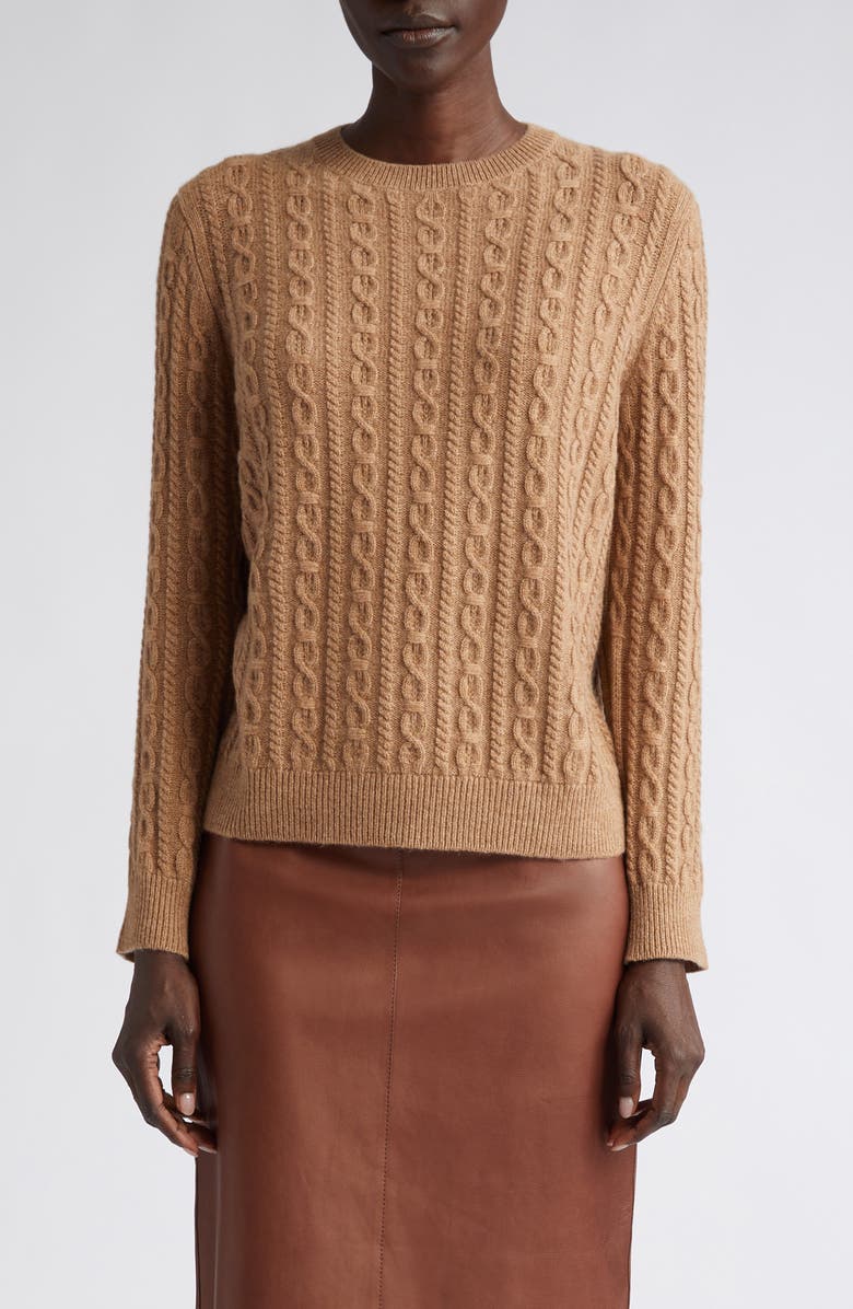 Lafayette 148 New York Cable Cashmere Sweater, Main, color, 