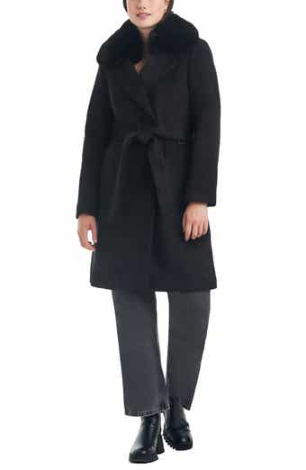 Vince Camuto Belted Coat with Removable Faux Fur Collar