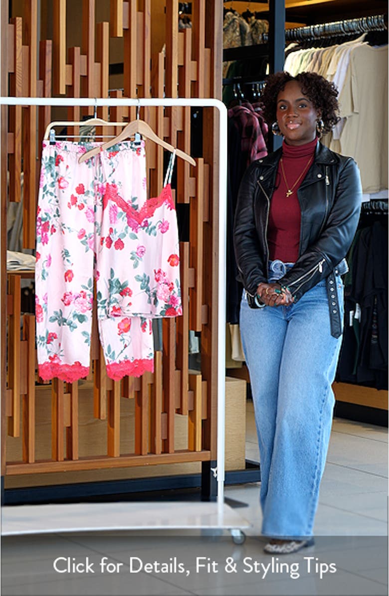 Alyssa Lace Trim Strappy Crop Satin Pajamas, sales video thumbnail