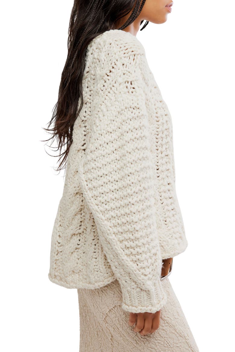 Lola Oversize Stretch Cotton Cable Sweater, Alternate, color, TOFU