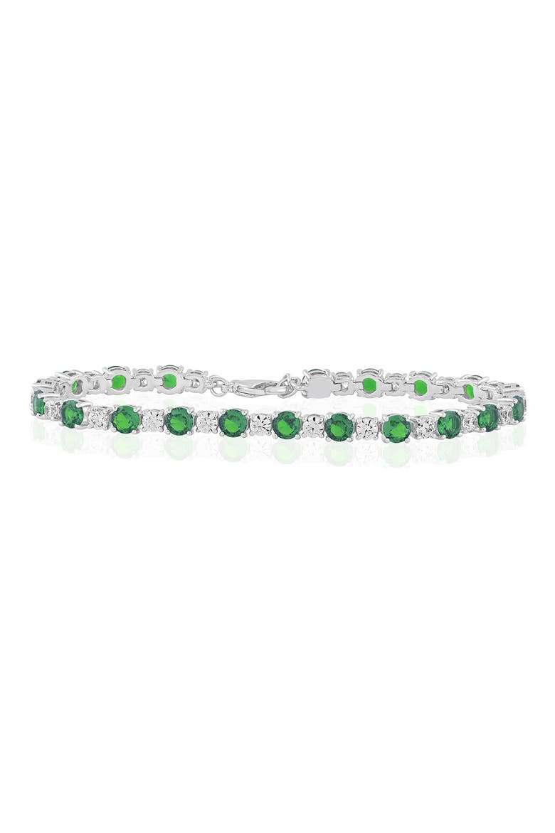 Round Cubic Zirconia Tennis Bracelet, Main, color, GREEN