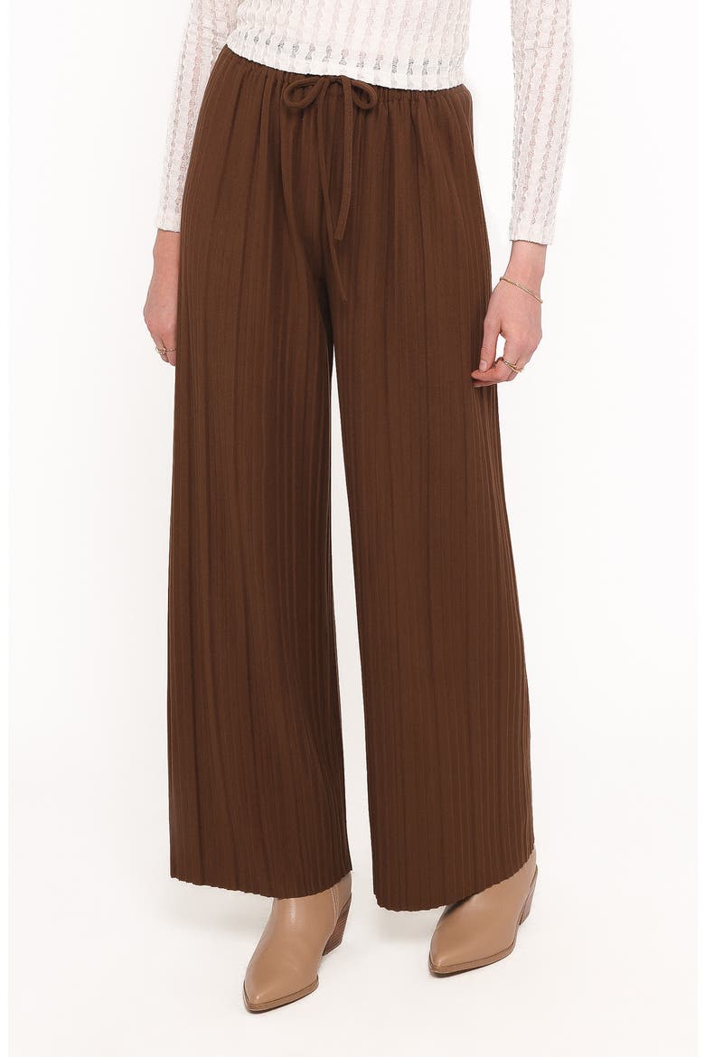 Davis Pleated Wide Leg Knit Pants, Main, color, BROWN